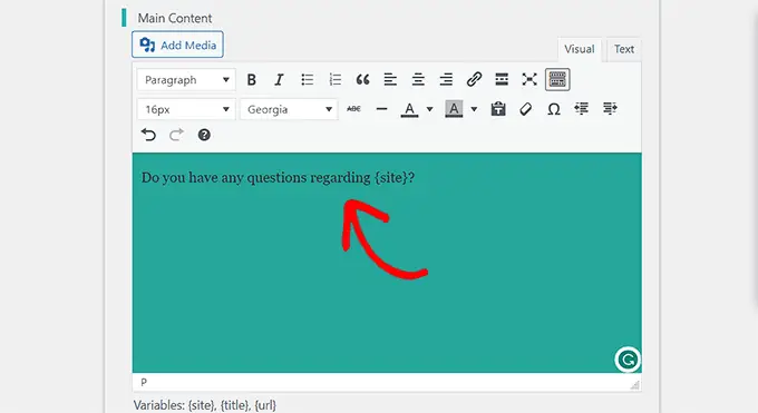 Digitare il contenuto per la finestra di dialogo di saluto Type content for the greeting dialog