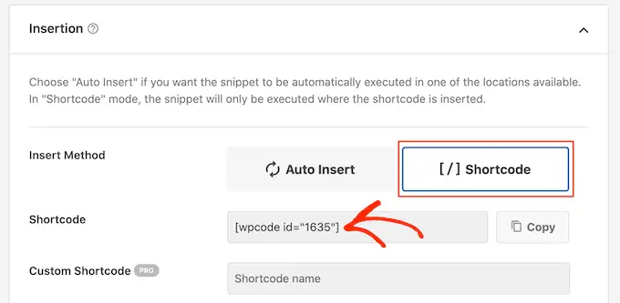 إنشاء رمز قصير في WPCode Creating a shortcode in WPCode