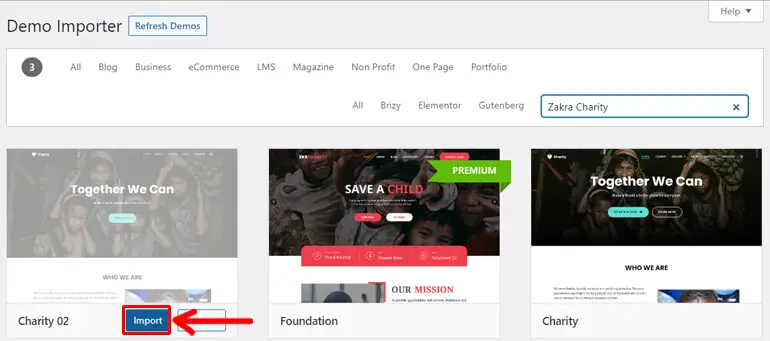 Import Demo Cum să construiți un site nonprofit