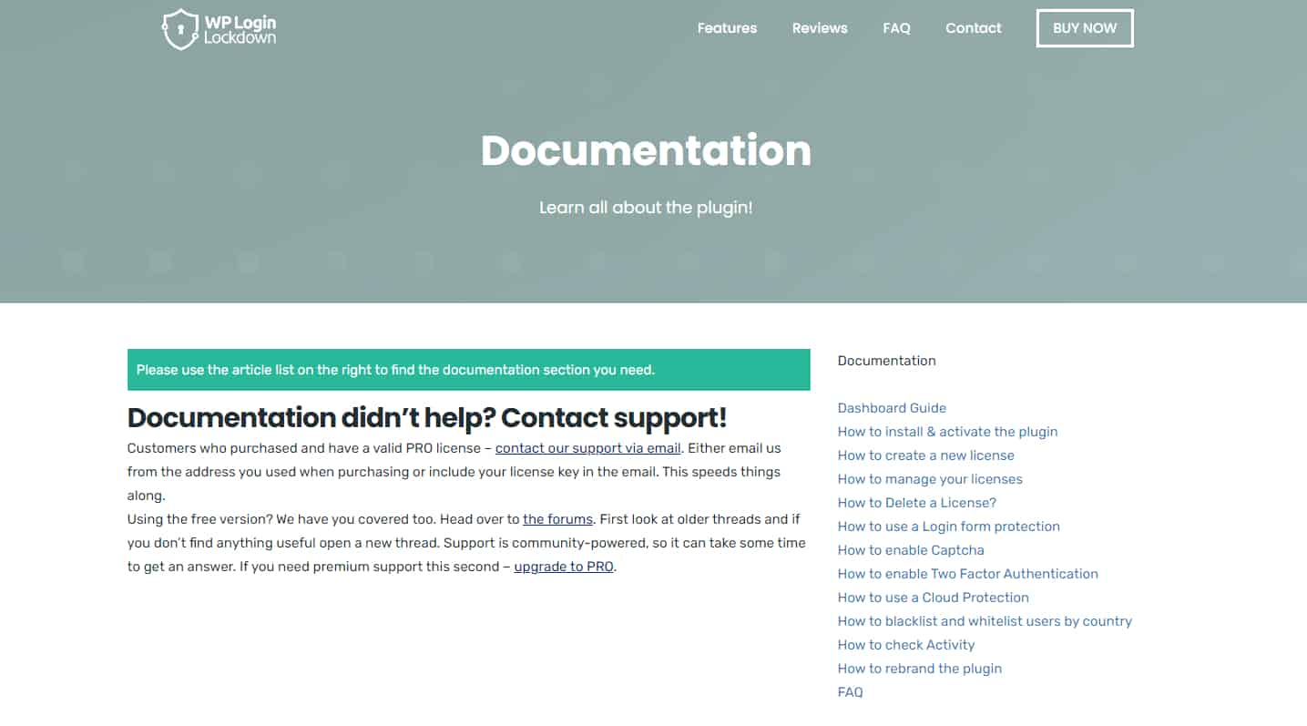 Supporto e documentazione del plugin