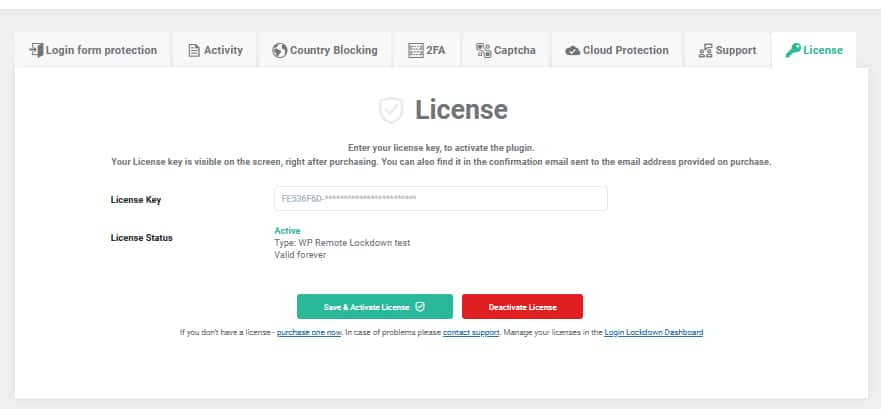 Attiva la licenza del plugin