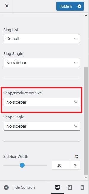 Pagina del negozio WooCommerce senza barra laterale