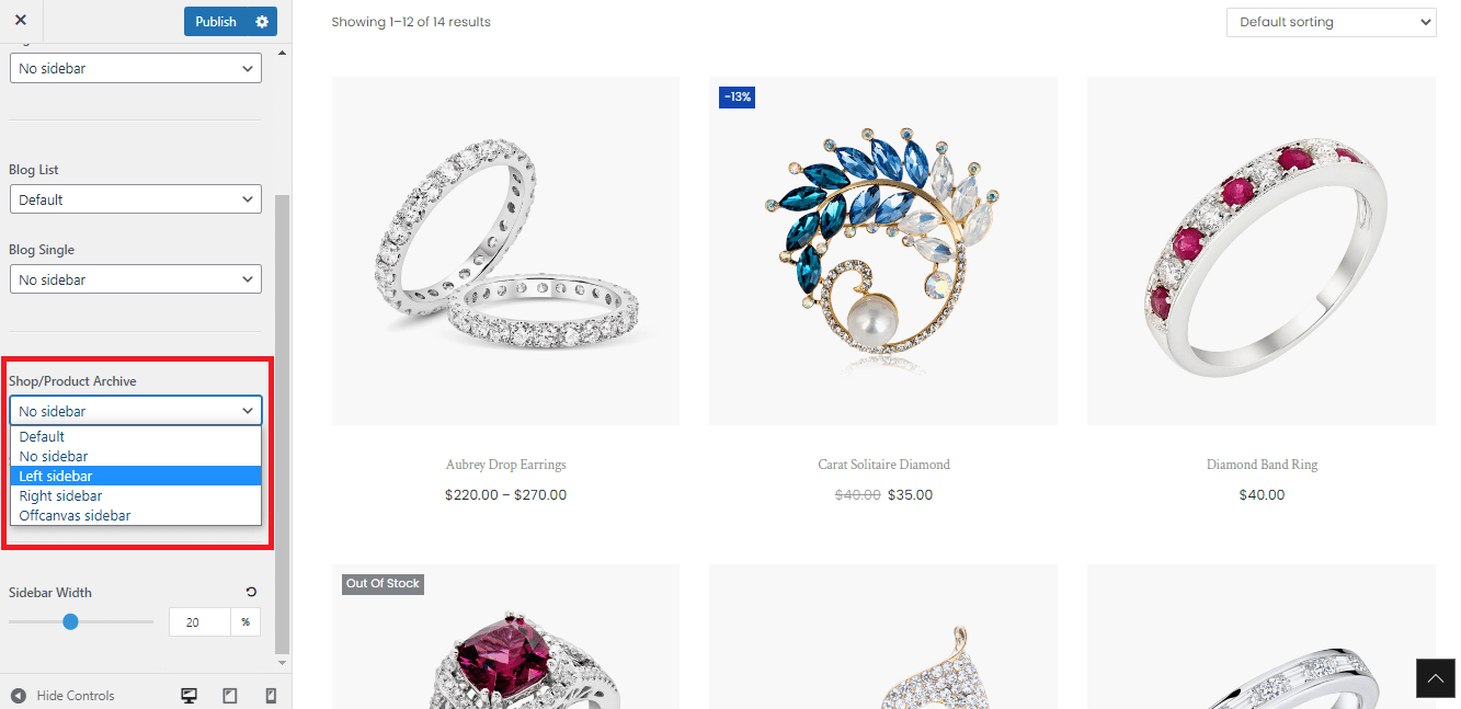aggiungi filtri di prodotto alla barra laterale di WooCommerce