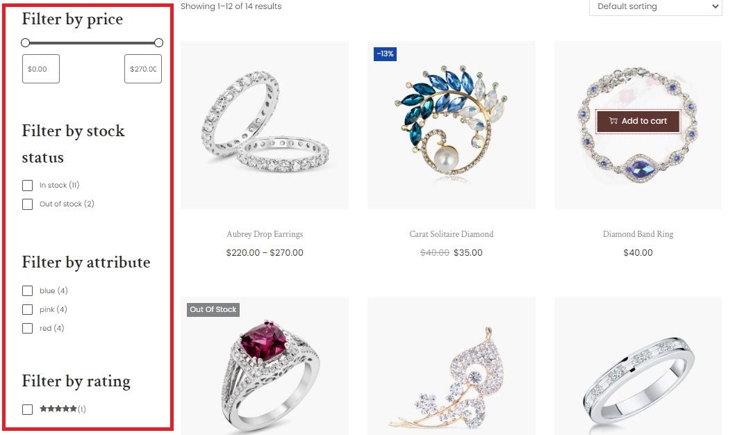 Filtri di prodotti WooCommerce senza plug-in