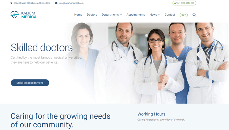 Tema Kalium Medical WordPress per terapisti