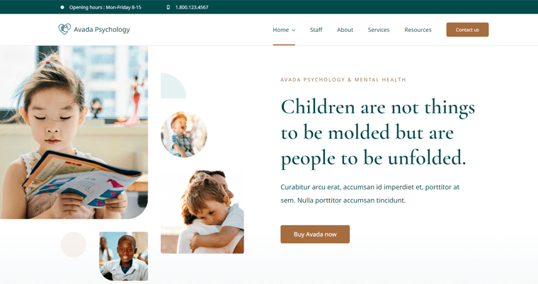 Tema WordPress di Avada Psychology per terapisti