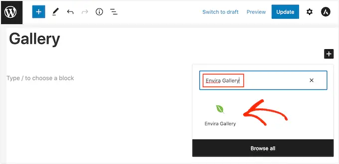 أضف مجموعة Envira Gallery إلى WordPress Add the Envira Gallery block to WordPress