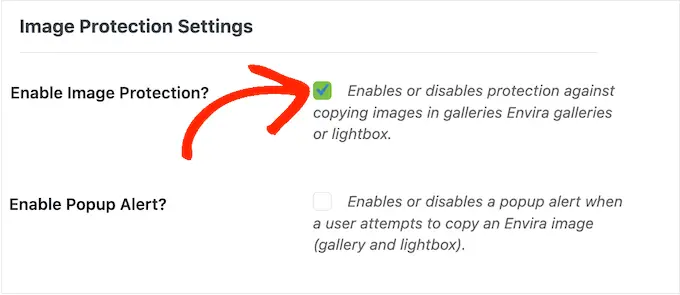 تمكين حماية الصور لمعارض الصور الخاصة بك Enabling image protection for your image galleries