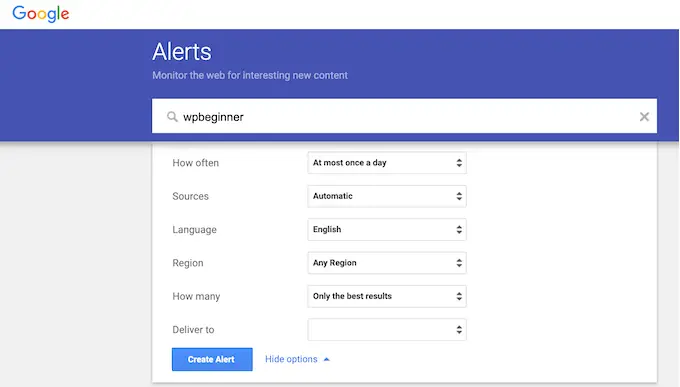 قم بإعداد إشعارات سرقة المحتوى باستخدام تنبيهات Google Set up content theft notifications using Google Alerts