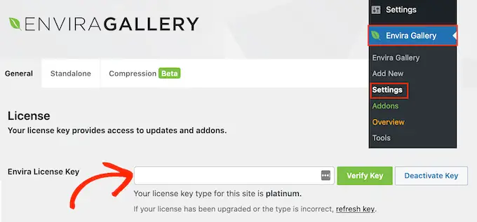 تفعيل البرنامج المساعد Envira Gallery WordPress Activating the Envira Gallery WordPress plugin