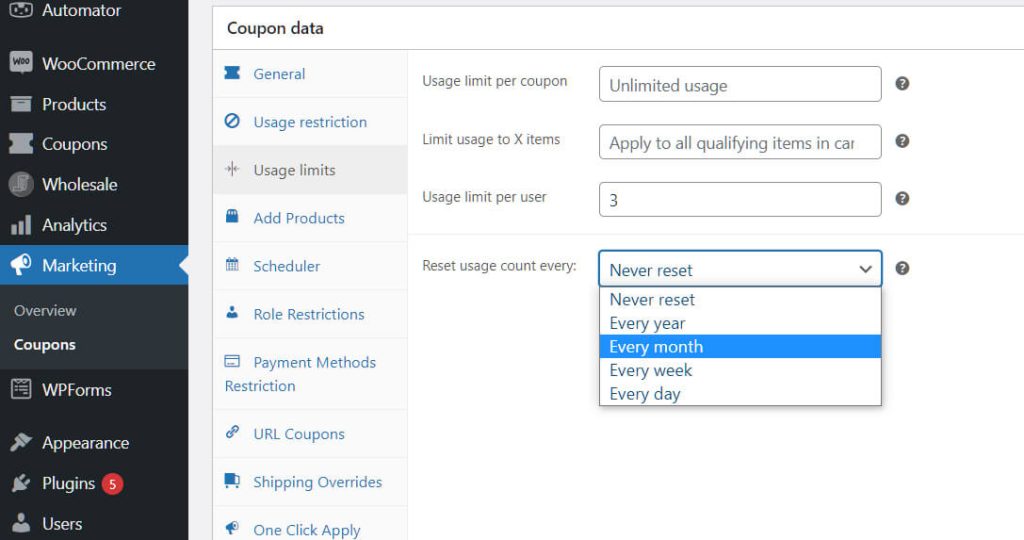 วิธีจำกัดการใช้คูปองใน WooCommerce-screencap2d - คูปองขั้นสูง How To Limit Coupon Usage In WooCommerce