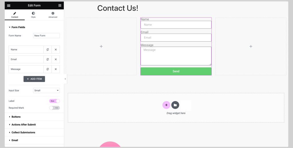 Elementor-Formular-Widget-Vorschau