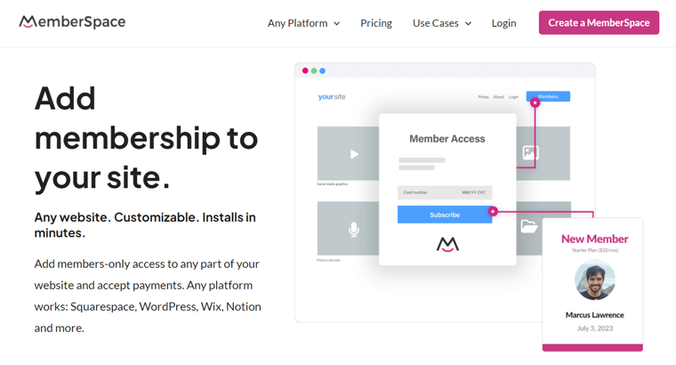 Costruttore di siti web di appartenenza a MemberSpace