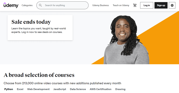 Esempio di sito Web di iscrizione a Udemy