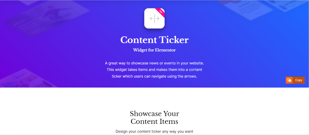 Elementos ilimitados oferecem plug-in de ticker de conteúdo