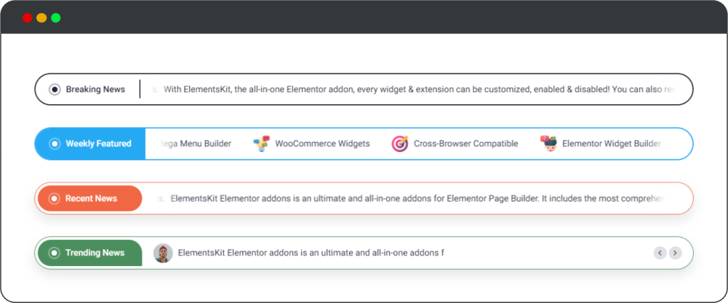 Use as ferramentas do ticker de conteúdo para atrair a atenção rápida dos visitantes para o seu conteúdo importante