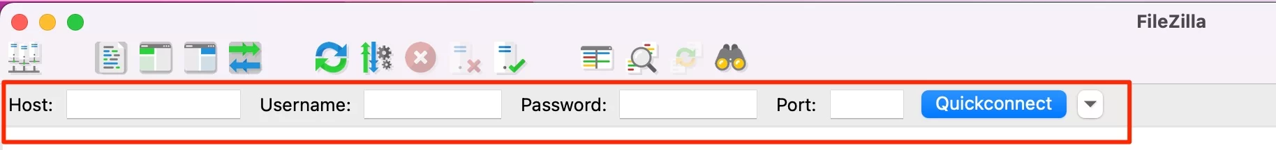 使用託管公司的信息連接到 FileZilla。
