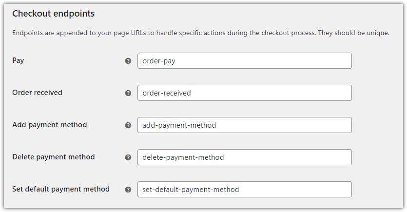 WooCommerce ödeme uç noktalarındaki gelişmiş seçenekler