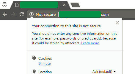 ข้อมูล "ไม่ปลอดภัย" ใน Google Chrome
