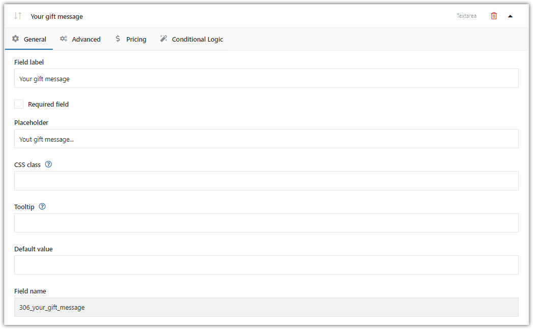 Lógica condicional de variaciones de WooCommerce: agregar un campo de área de texto