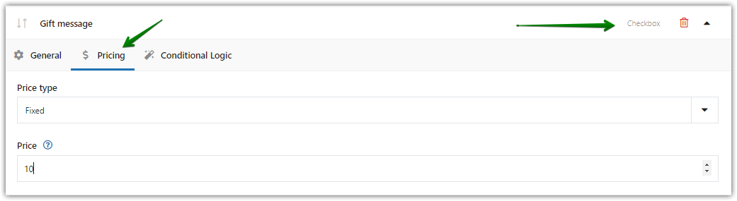 Configuración de lógica condicional de complementos de productos de WooCommerce con precios adicionales