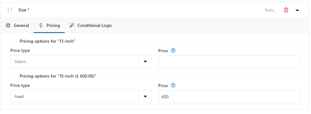 WooCommerce personaliza la página del producto con un campo de radio con precios adicionales
