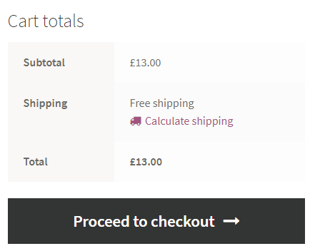 WooCommerce Método de envío gratuito en el carrito (captura de pantalla)