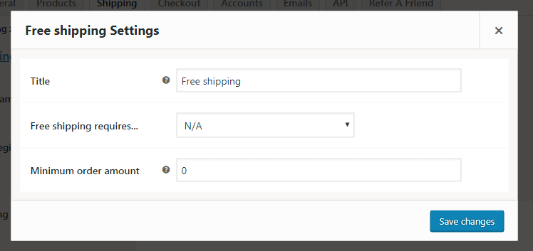 Configuración de envío gratuito