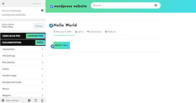Menyesuaikan tema blog video WordPress Customizing a WordPress video blog theme