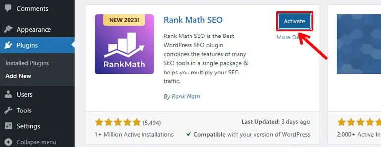 Rang Math aktivieren