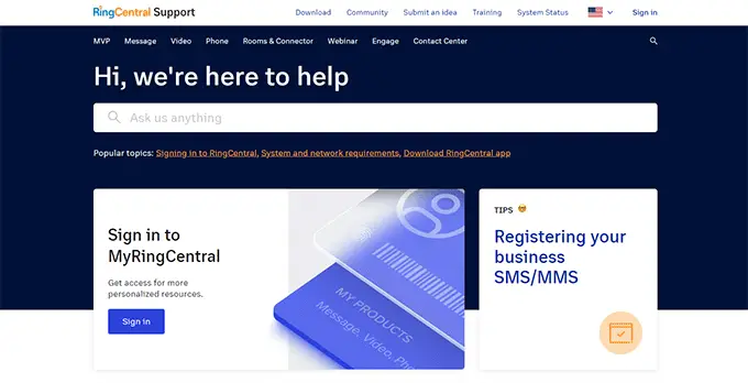 RingCentral müşteri desteği RingCentral customer support