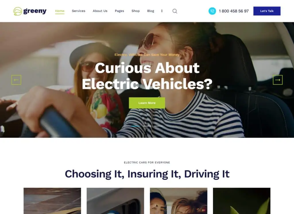 綠色 |電動汽車經銷商 WordPress 主題