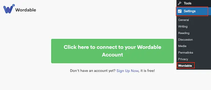 Wordable を WordPress Web サイトに接続する Connecting Wordable to your WordPress website