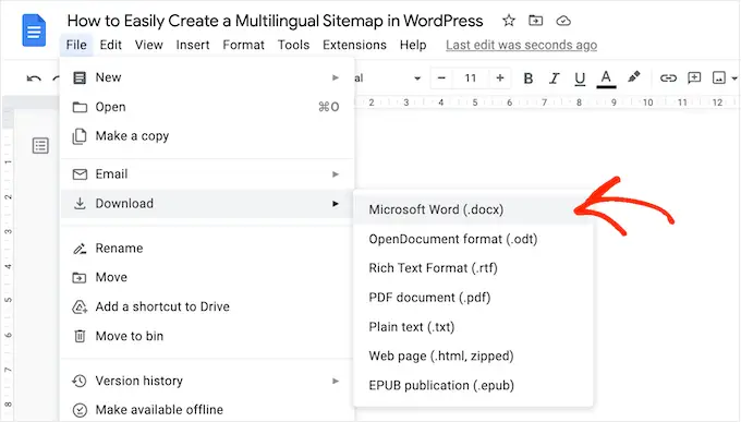 Google ドキュメントのダウンロード Downloading a Google Doc