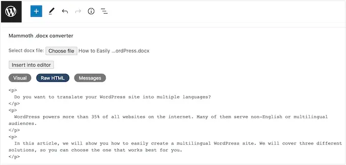 HTML コードを使用して Google ドライブ ドキュメントをインポートする Importing a Google Drive document using HTML code