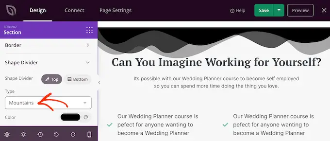 사용자 지정 방문 페이지에 사용자 지정 모양 구분선 추가 Adding custom shape dividers to a custom landing page