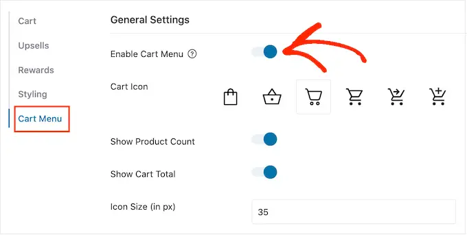 Habilitar el ícono del carrito en WordPress Enabling the cart icon on WordPress
