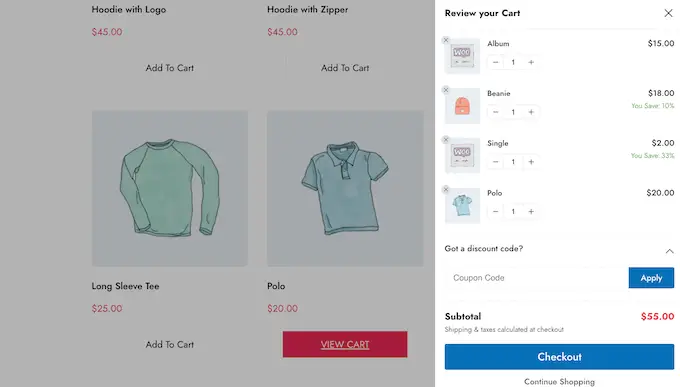 Un carrito lateral deslizante de WooCommerce A WooCommerce sliding side cart