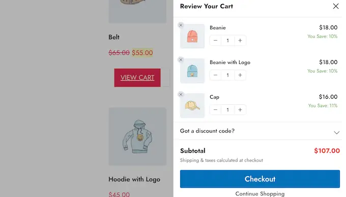 Mostrando ahorros y descuentos en su sitio de comercio electrónico Showing savings and discounts on your e-Commerce site