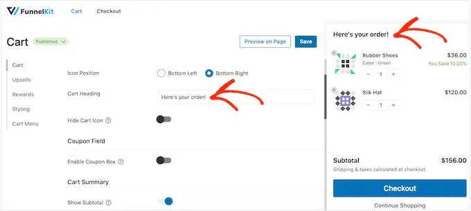 Añadir un encabezado al carrito de tu tienda online Adding a heading to your online store's cart