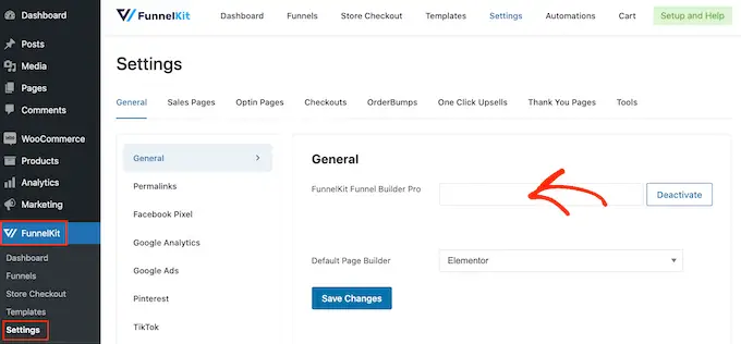 Agregar la licencia de FunnelKit Adding the FunnelKit license