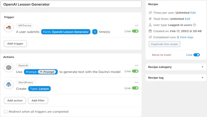OpenAI 수업을 위한 Automator 레시피 Automator recipe for an OpenAI lesson