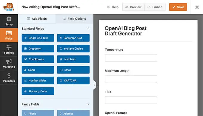 WPForms OpenAI 블로그 게시물 초안 WPForms OpenAI blog post draft