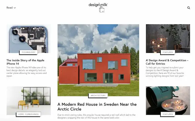 Contoh desain blog di website: Design Milk