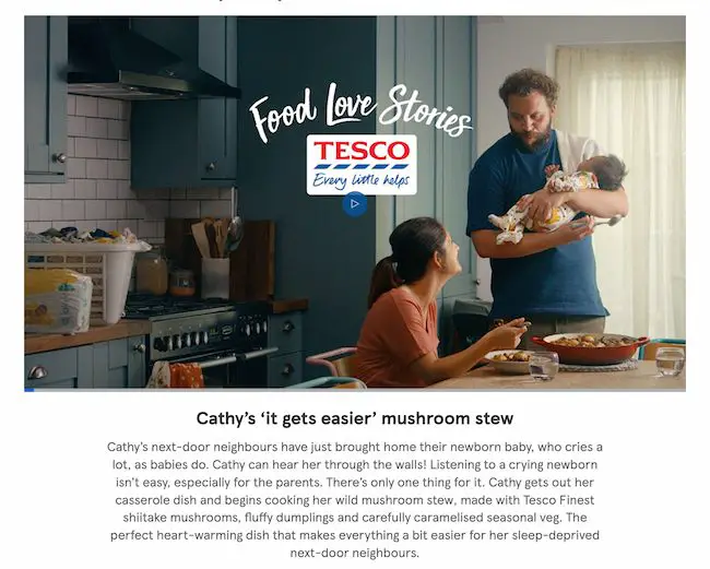 Contoh desain blog: Tesco Food Love Stories