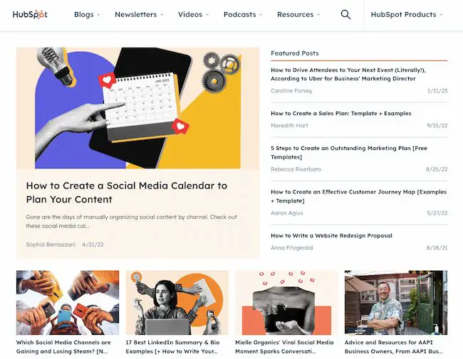 Contoh desain blog di website: HubSpot
