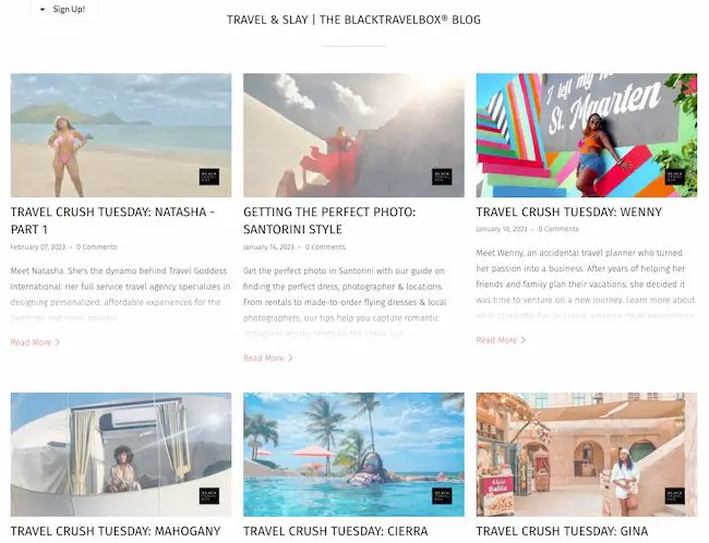 Contoh desain blog di website: Black Travelbox