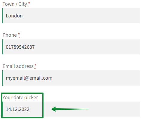 sélecteur de date et d'heure woocommerce dans le formulaire de paiement