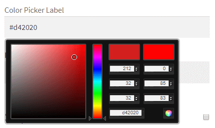 Campo seletor de cores