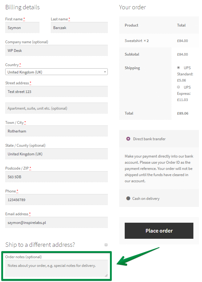 Notas de pedidos do WooCommerce